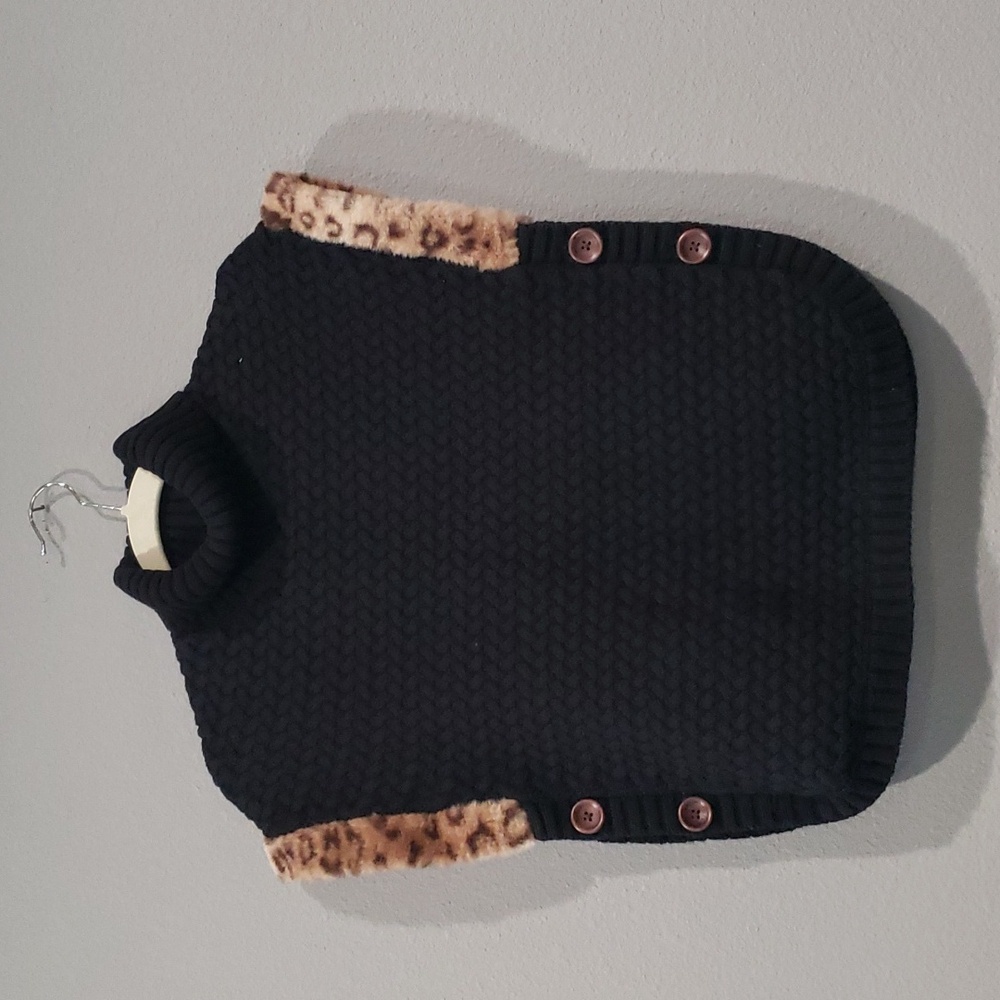 Aspen Kids Poncho Sweater with Faux Fur trim